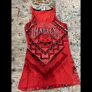 Harley-Davidson Red Skull Bandana print Tank Top